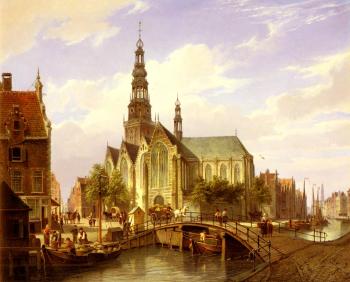 科內利斯 尅裡斯蒂安 Dommelshuizen A Capriccio View Of Amsterdam